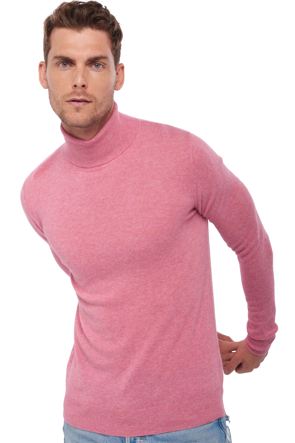 Cachemire pull homme col roule tarry first carnation pink xl