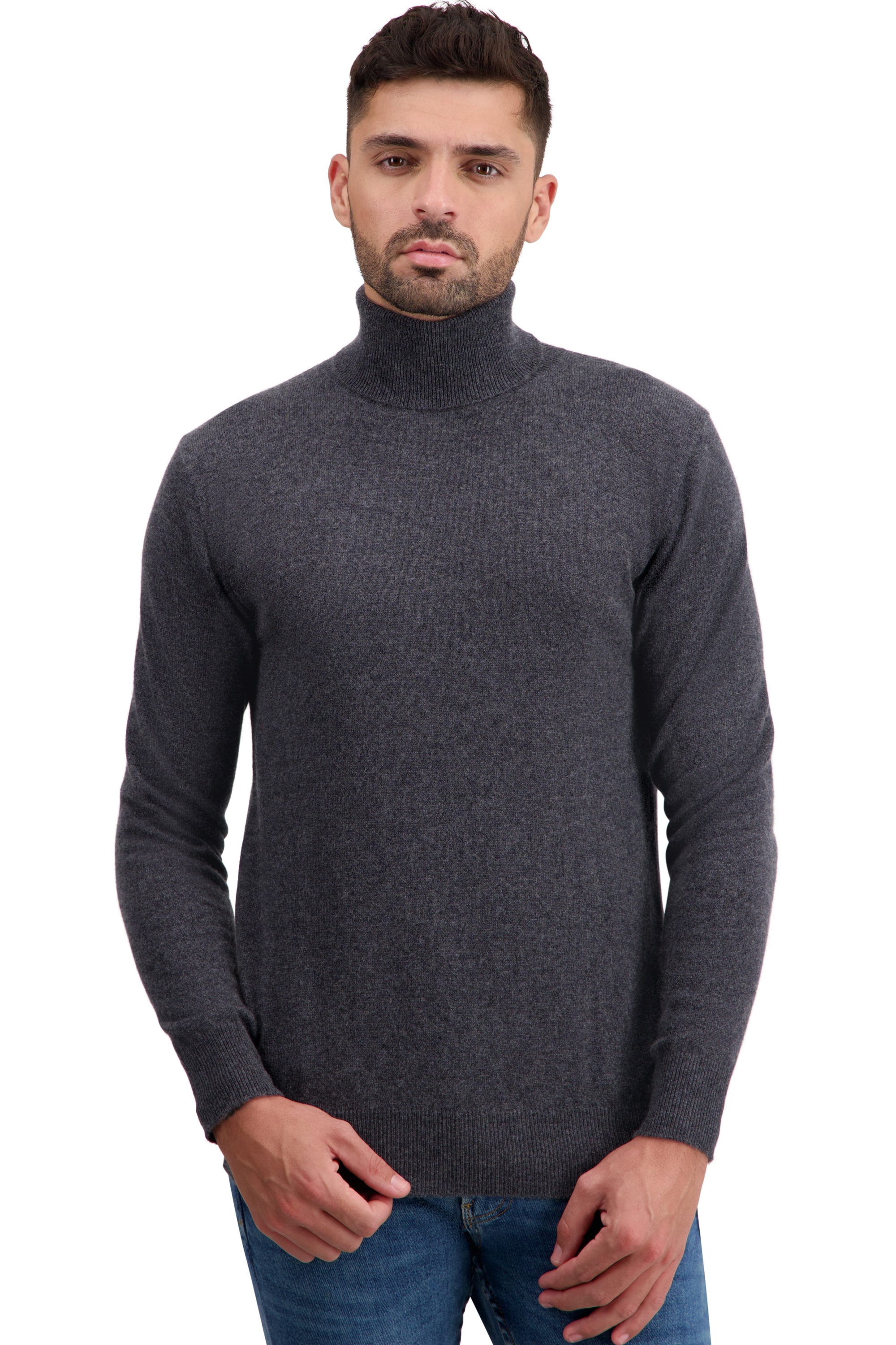 Cachemire pull homme col roule tarry first grey melange s