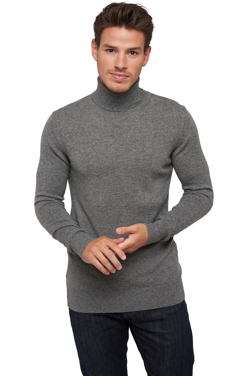 Cachemire pull homme col roule tarry first gris chine l