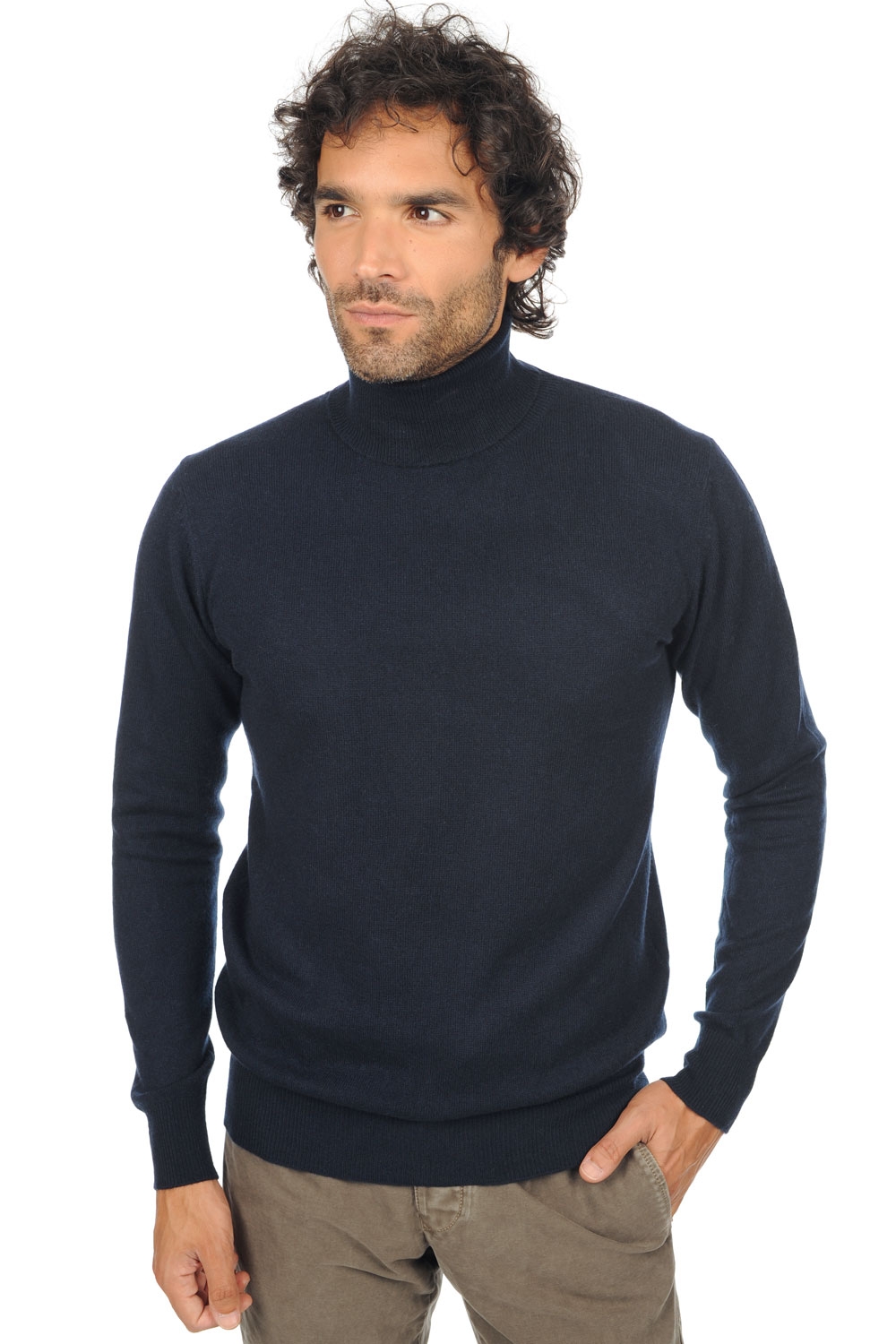 Cachemire pull homme col roule tarry first marine fonce m