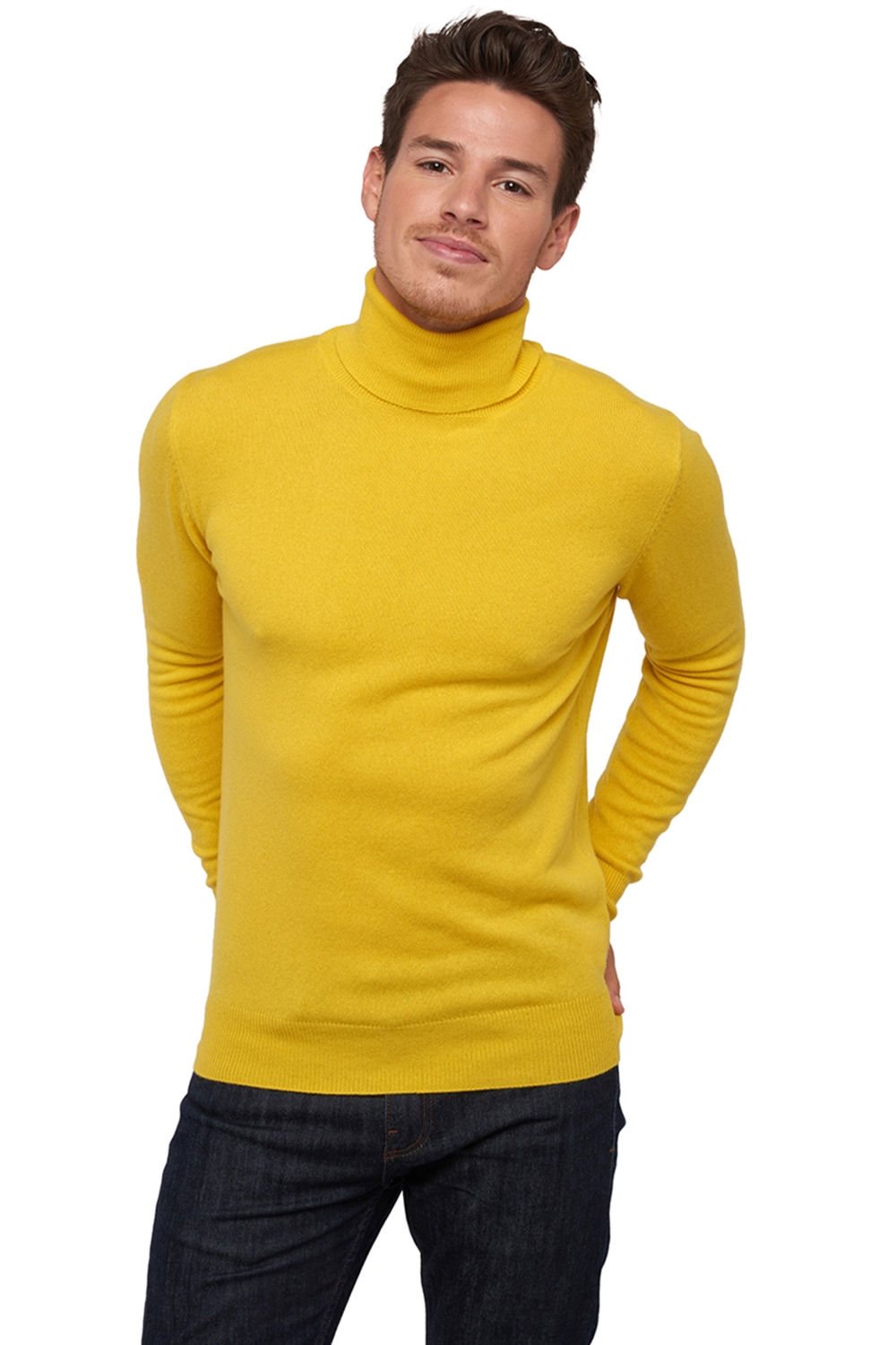 Cachemire pull homme col roule tarry sunny yellow l