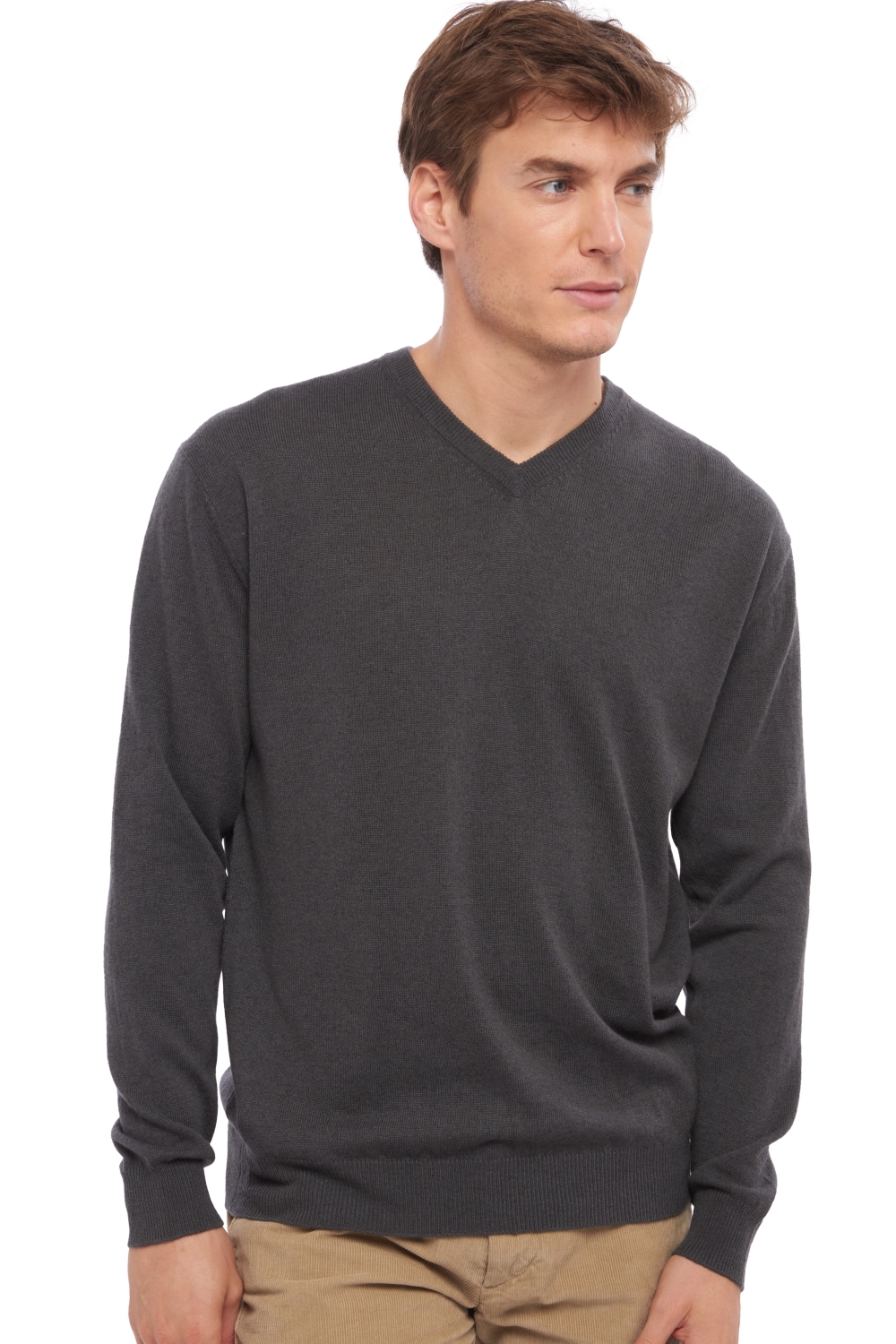 Cachemire pull homme col v gaspard anthracite m