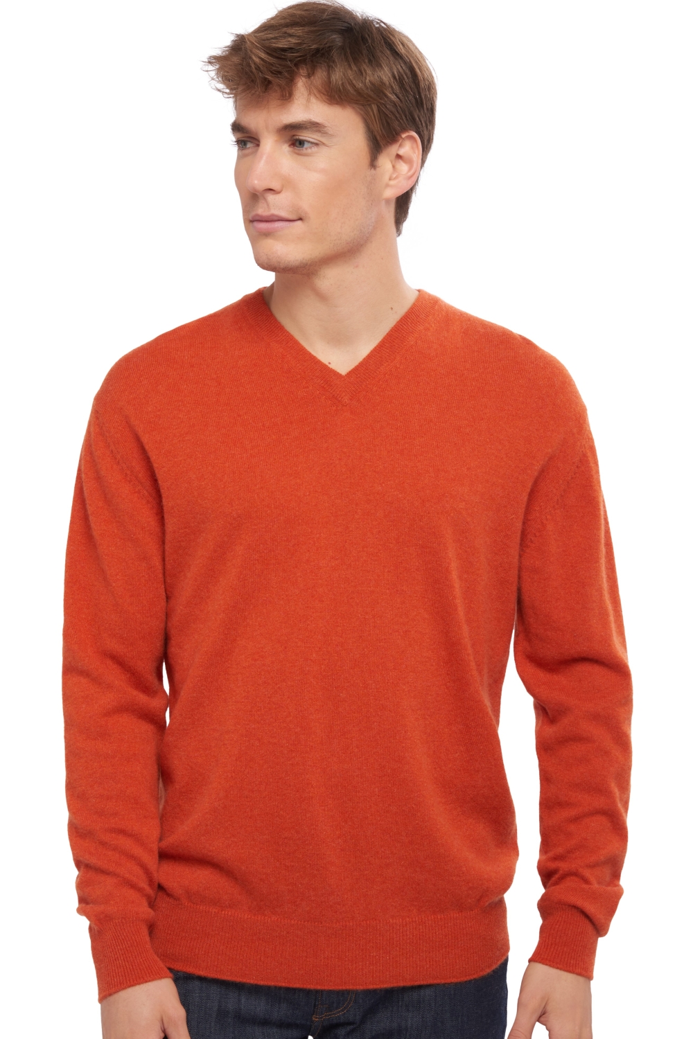Cachemire pull homme col v gaspard paprika xs