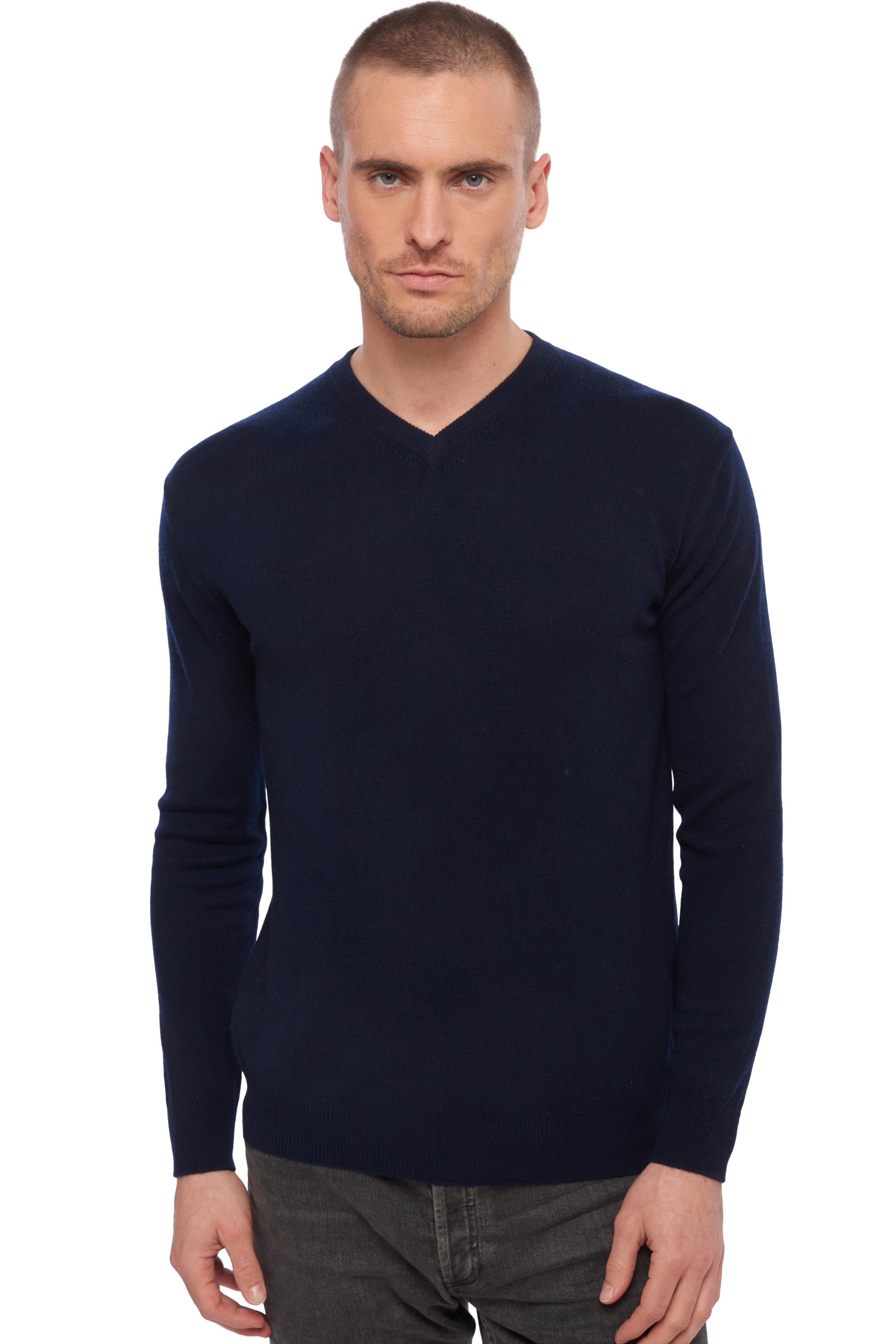 Cachemire pull homme col v maddox marine fonce s