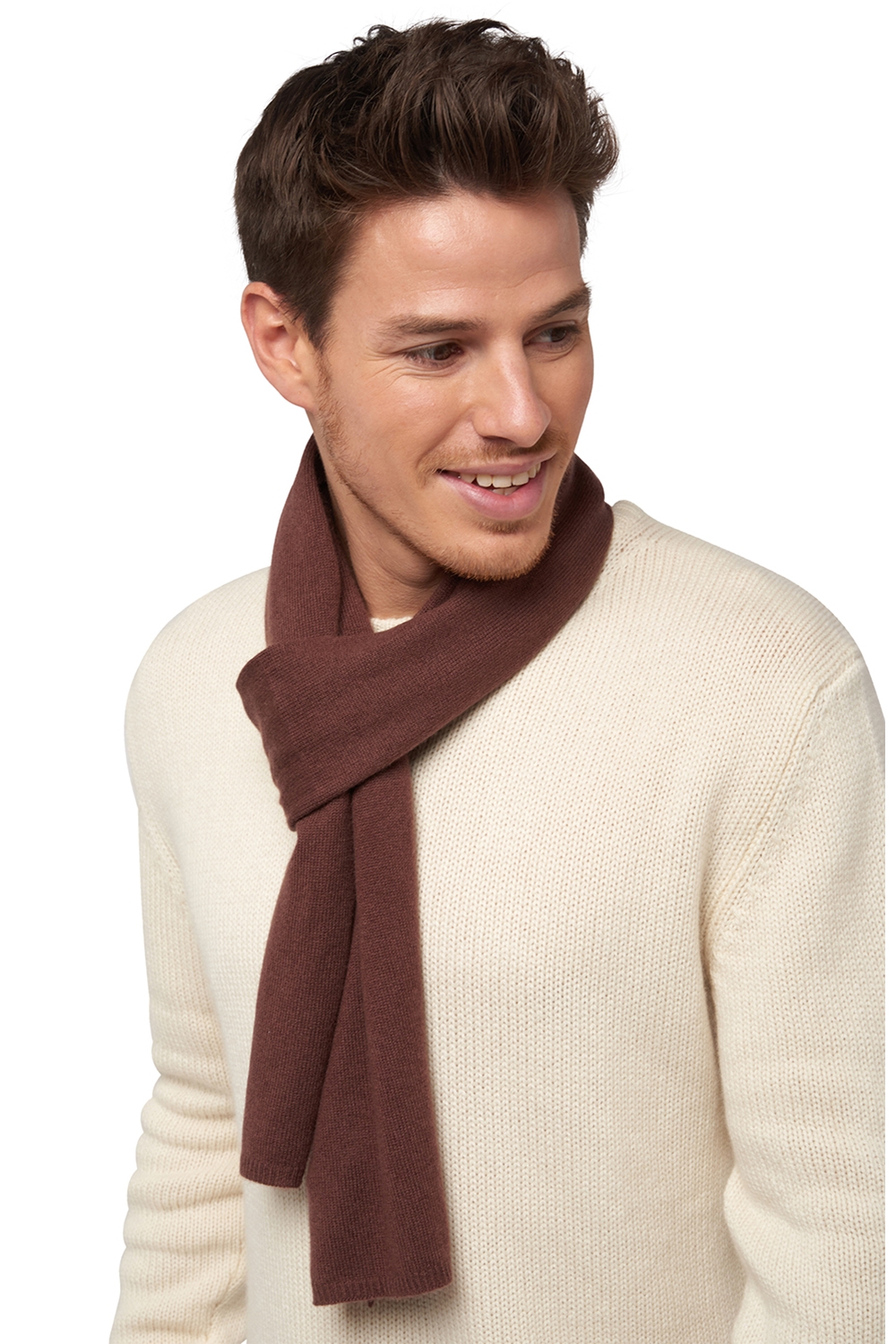 Cachemire pull homme echarpes et cheches ozone chocobrown 160 x 30 cm