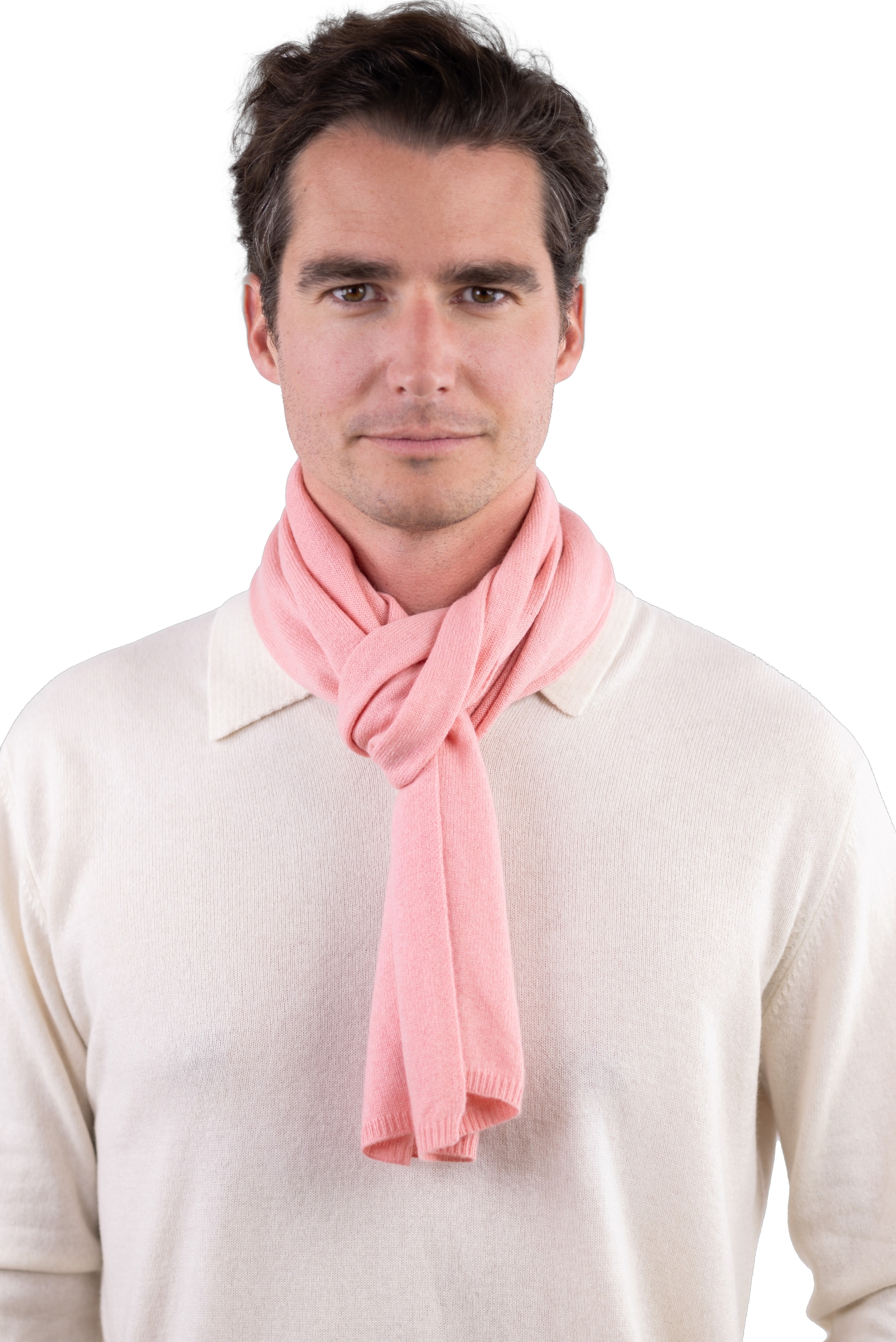 Cachemire pull homme echarpes et cheches ozone tea rose 160 x 30 cm