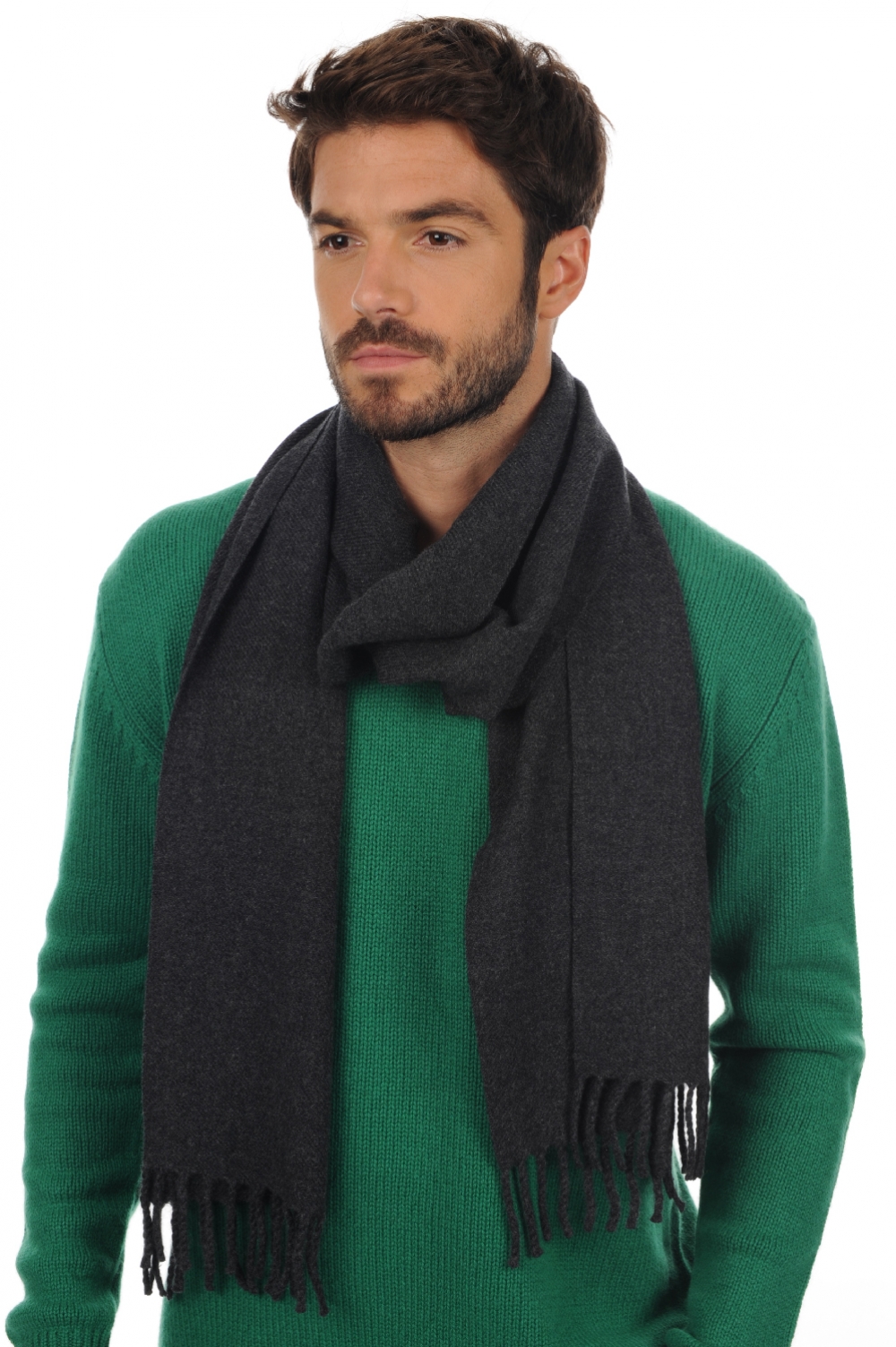 Cachemire pull homme echarpes et cheches zak200 anthracite chine 200 x 35 cm