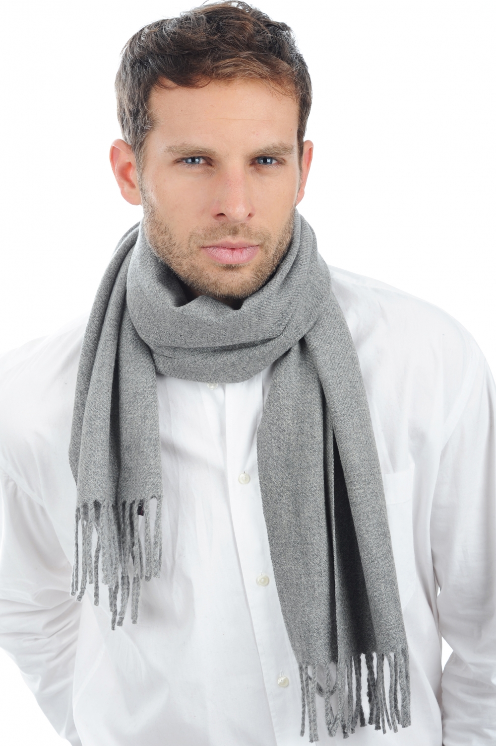 Cachemire pull homme echarpes et cheches zak200 gris chine 200 x 35 cm