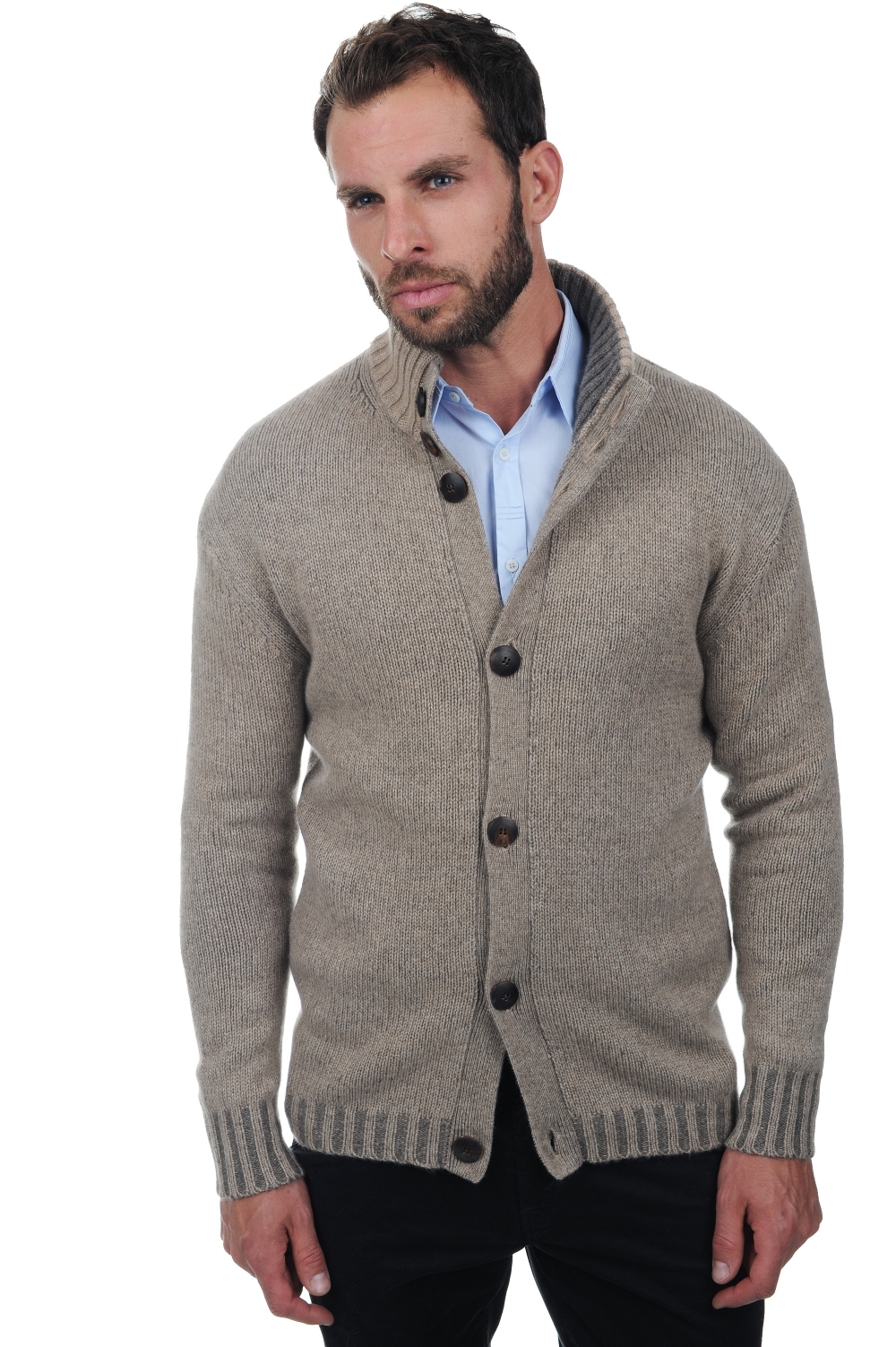Cachemire pull homme epais astro natural brown marmotte chine m