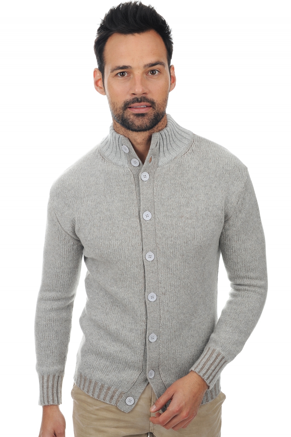 Cachemire pull homme epais jo flanelle chine natural brown m