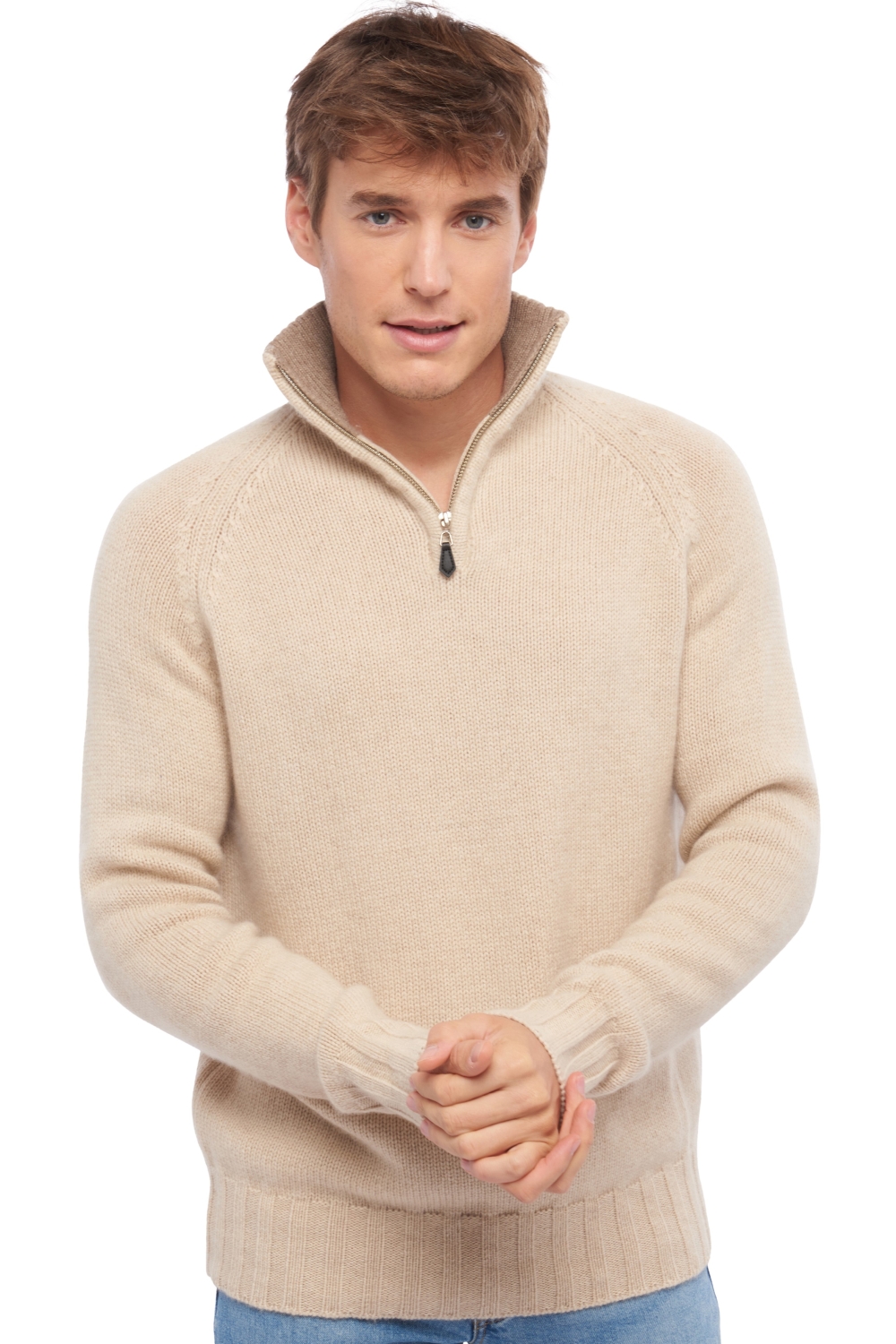 Cachemire pull homme epais olivier natural beige natural brown m
