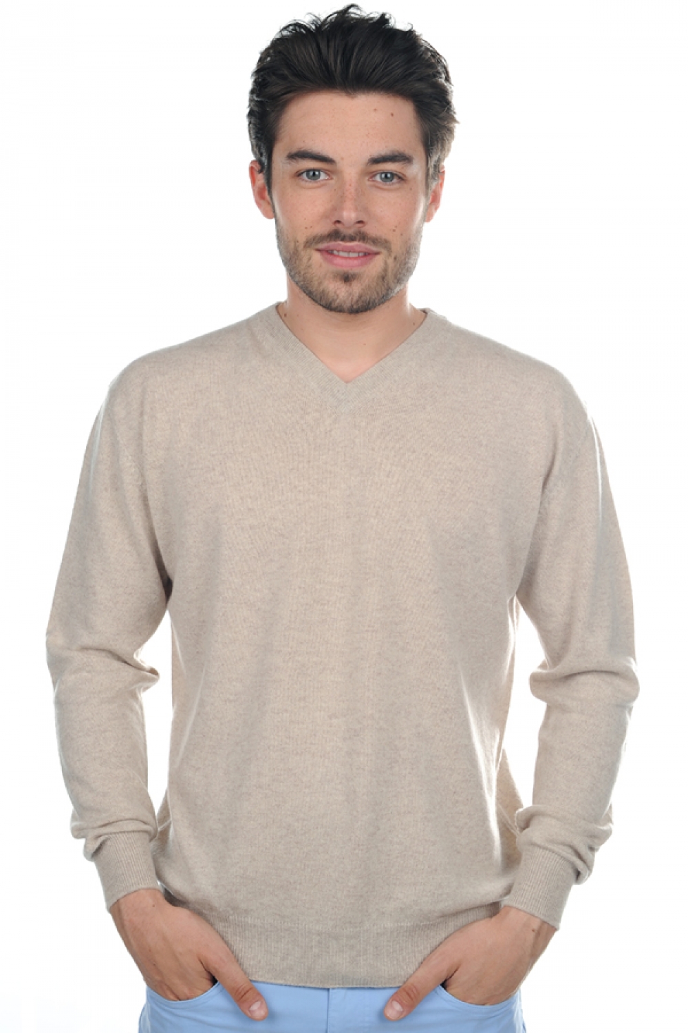 Cachemire pull homme gaspard natural beige 4xl