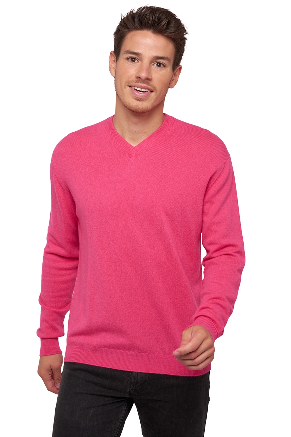 Cachemire pull homme gaspard rose shocking 3xl