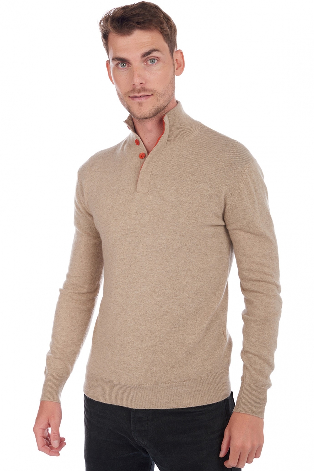 Cachemire pull homme gauvain natural brown paprika 3xl