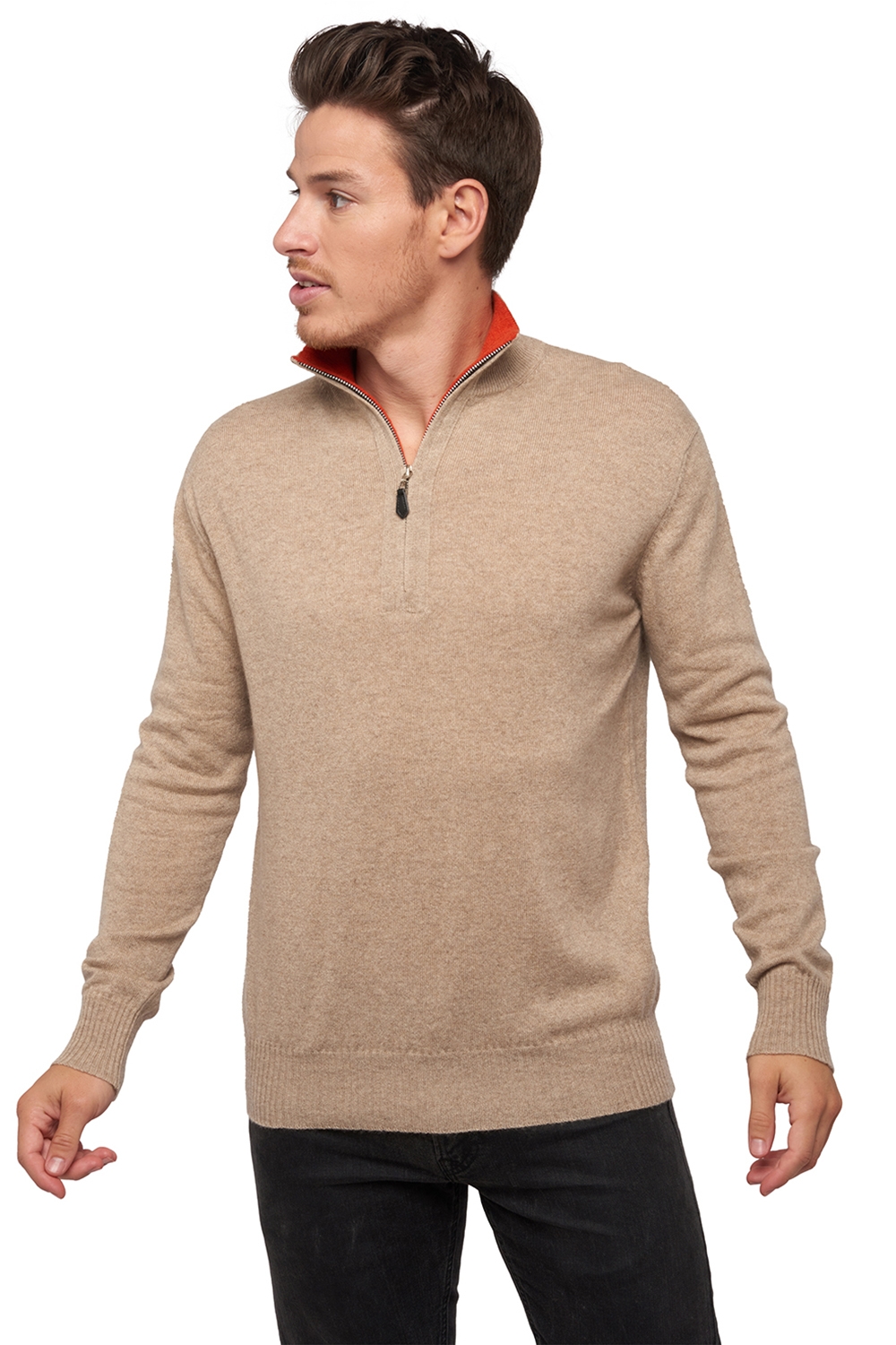 Cachemire pull homme henri natural brown paprika m