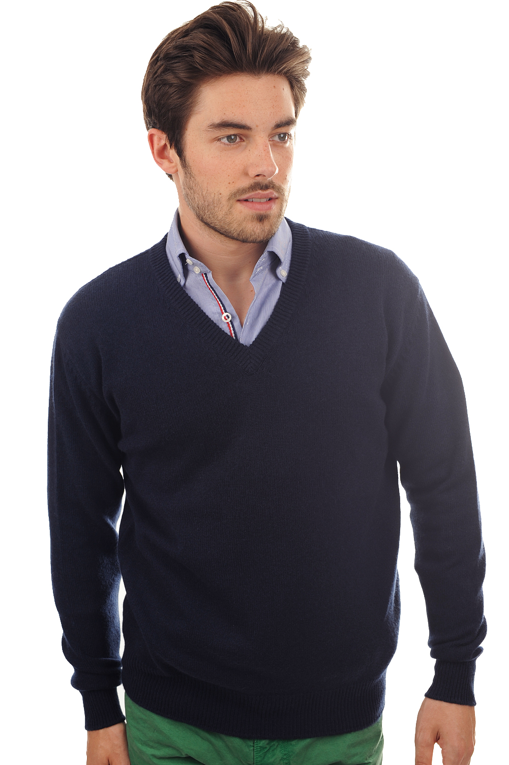 Cachemire pull homme hippolyte 4f marine fonce 2xl