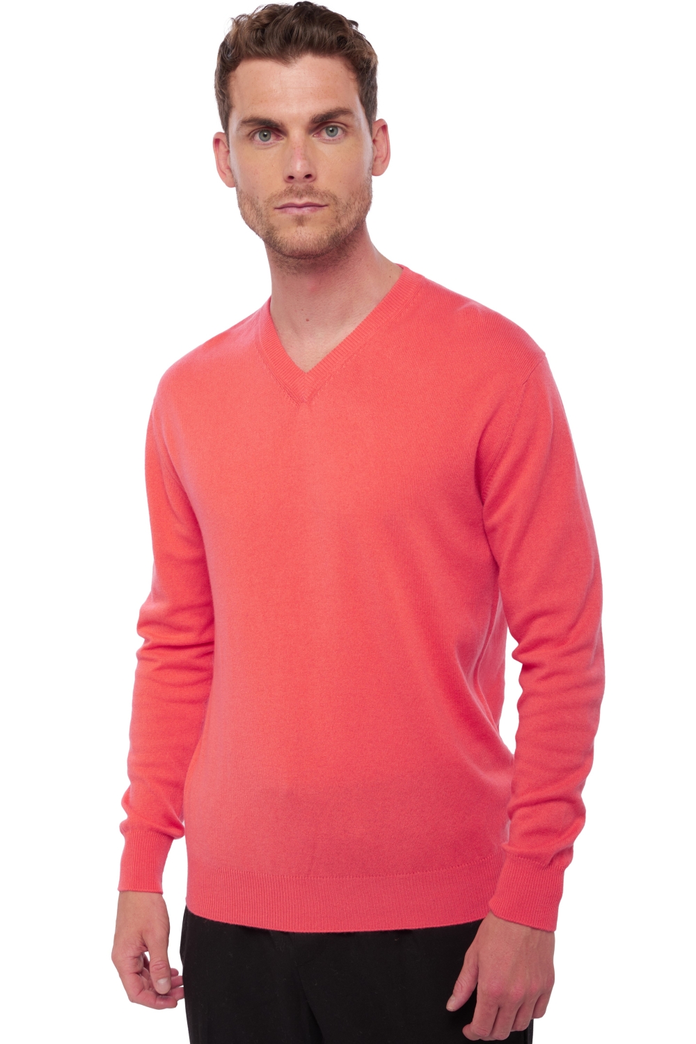 Cachemire pull homme hippolyte corail lumineux l