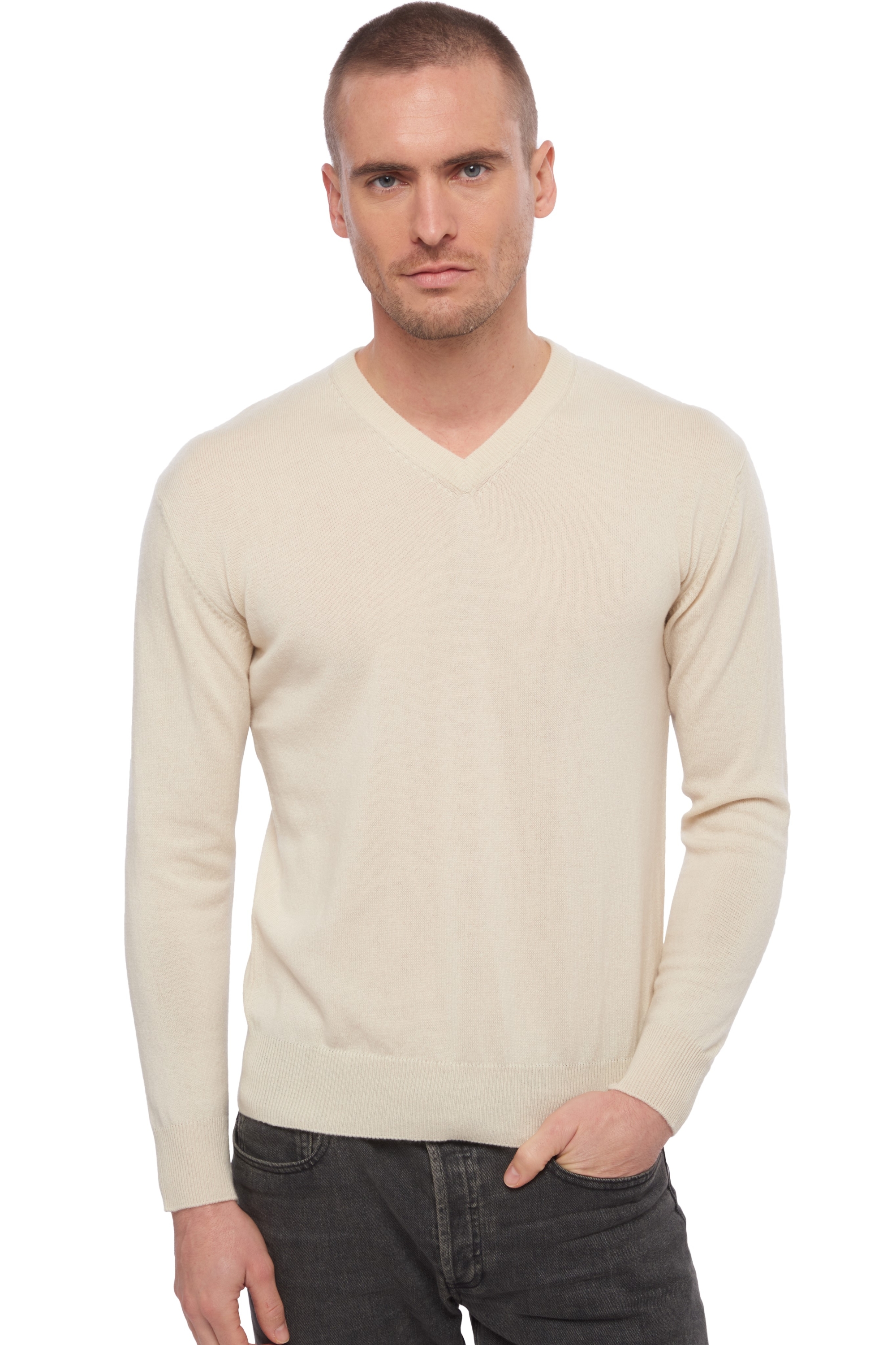 Cachemire pull homme hippolyte natural ecru 2xl