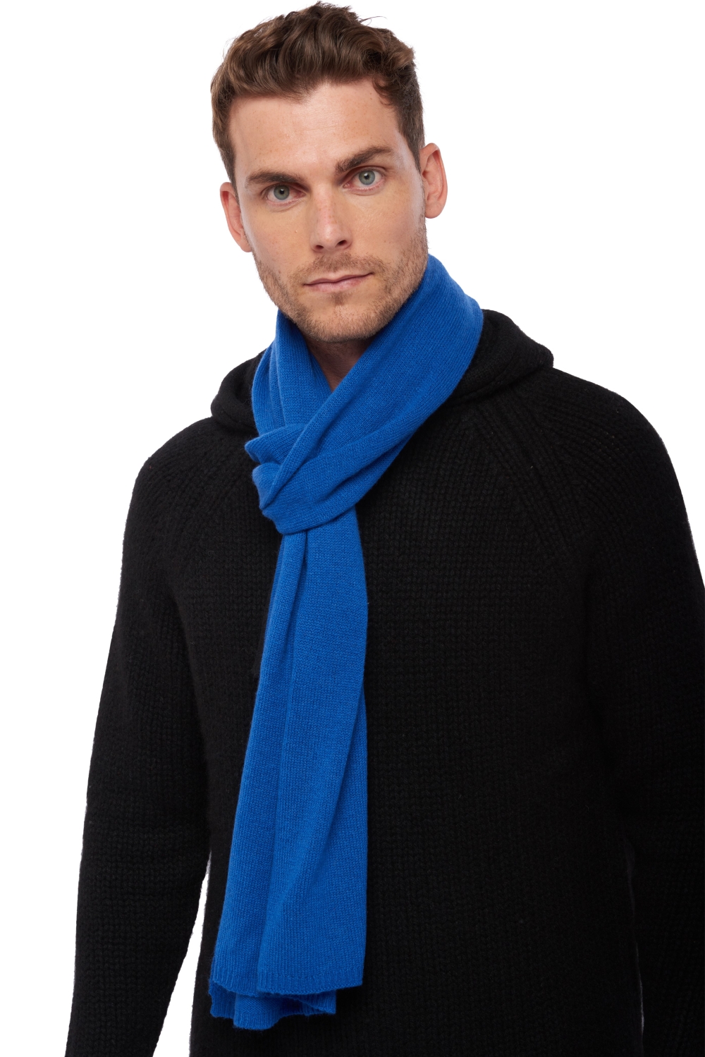 Cachemire pull homme miaou bleu lapis 210 x 38 cm