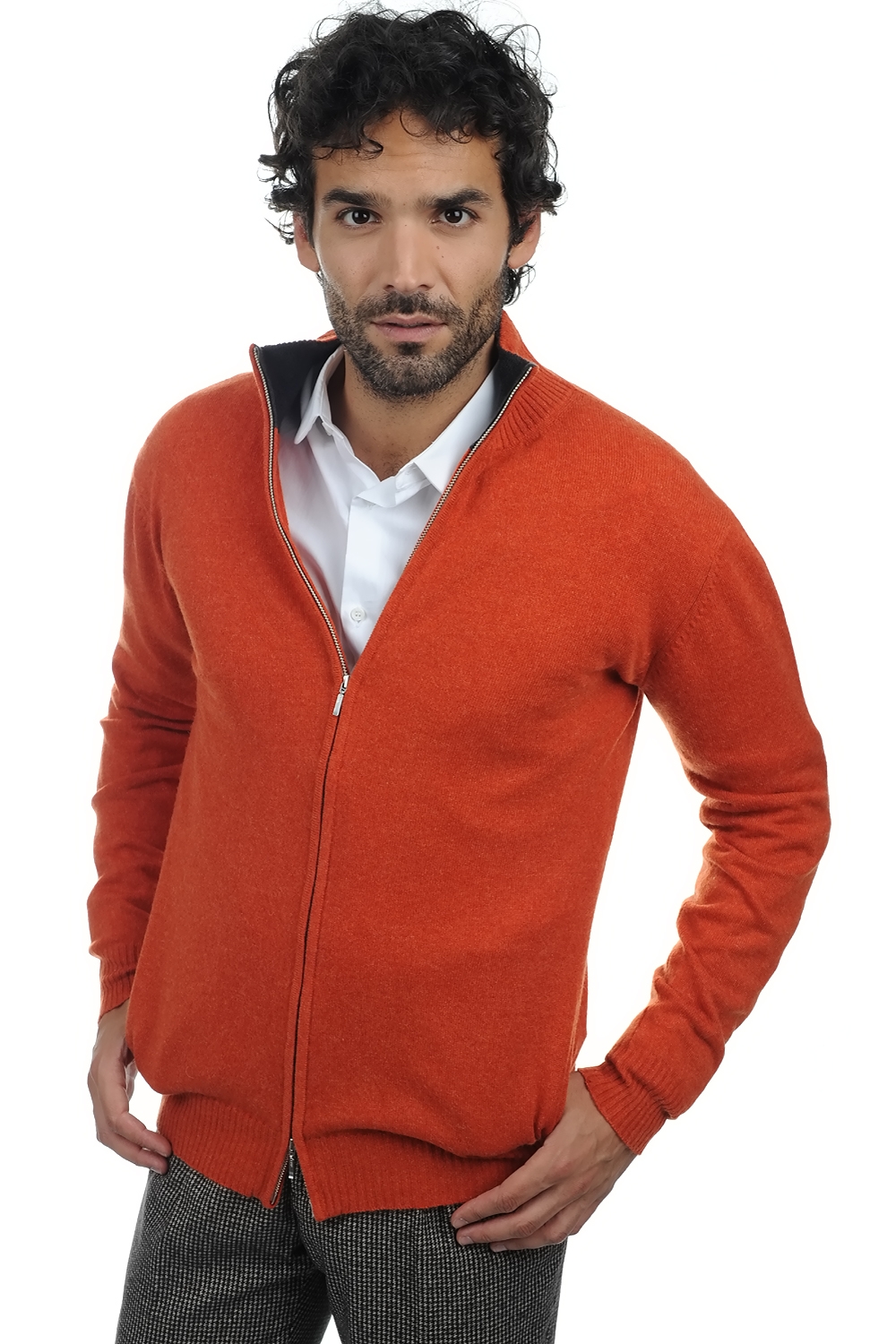 Cachemire pull homme ronald paprika anthracite 2xl