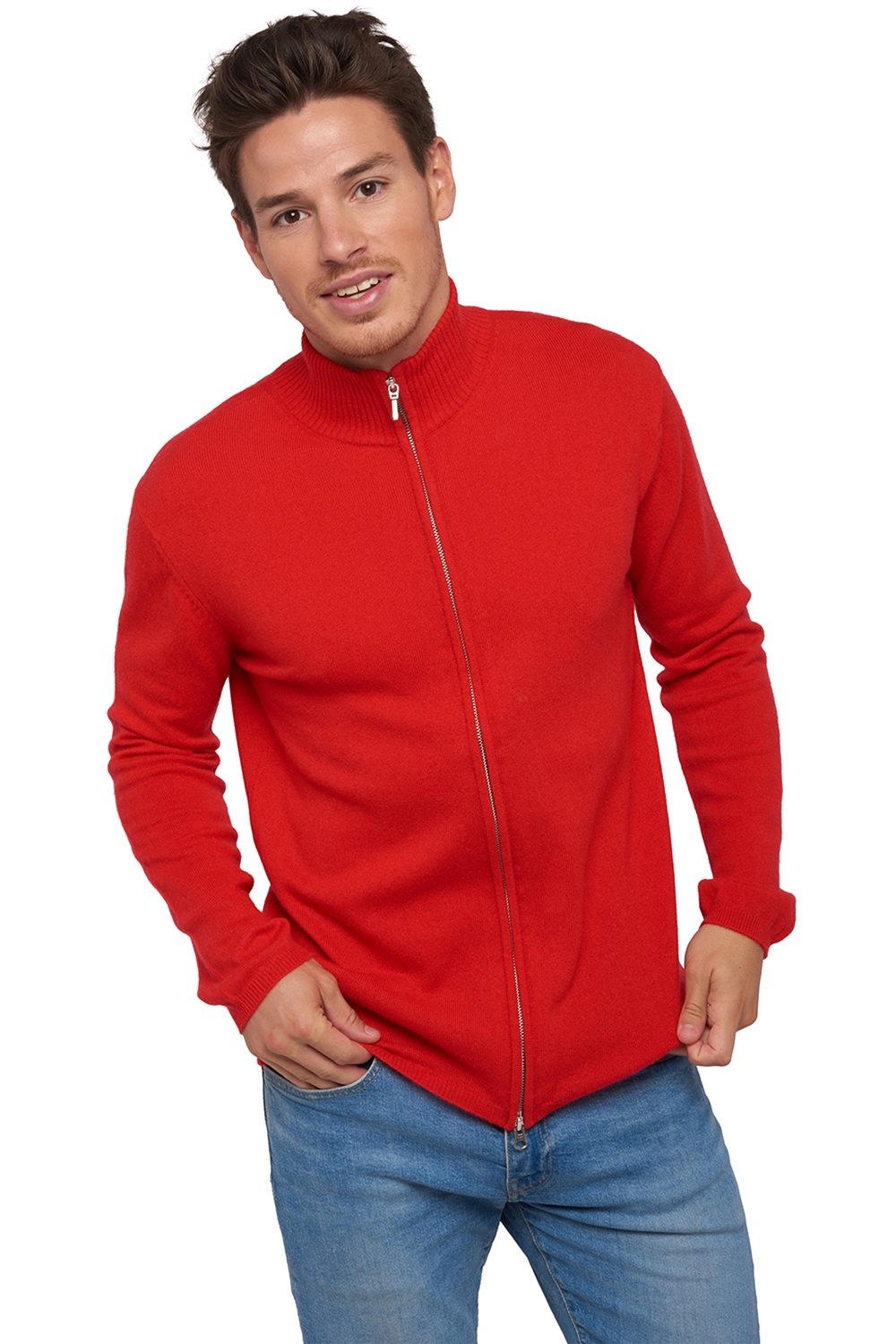 Cachemire pull homme zip capuche elton rouge 4xl