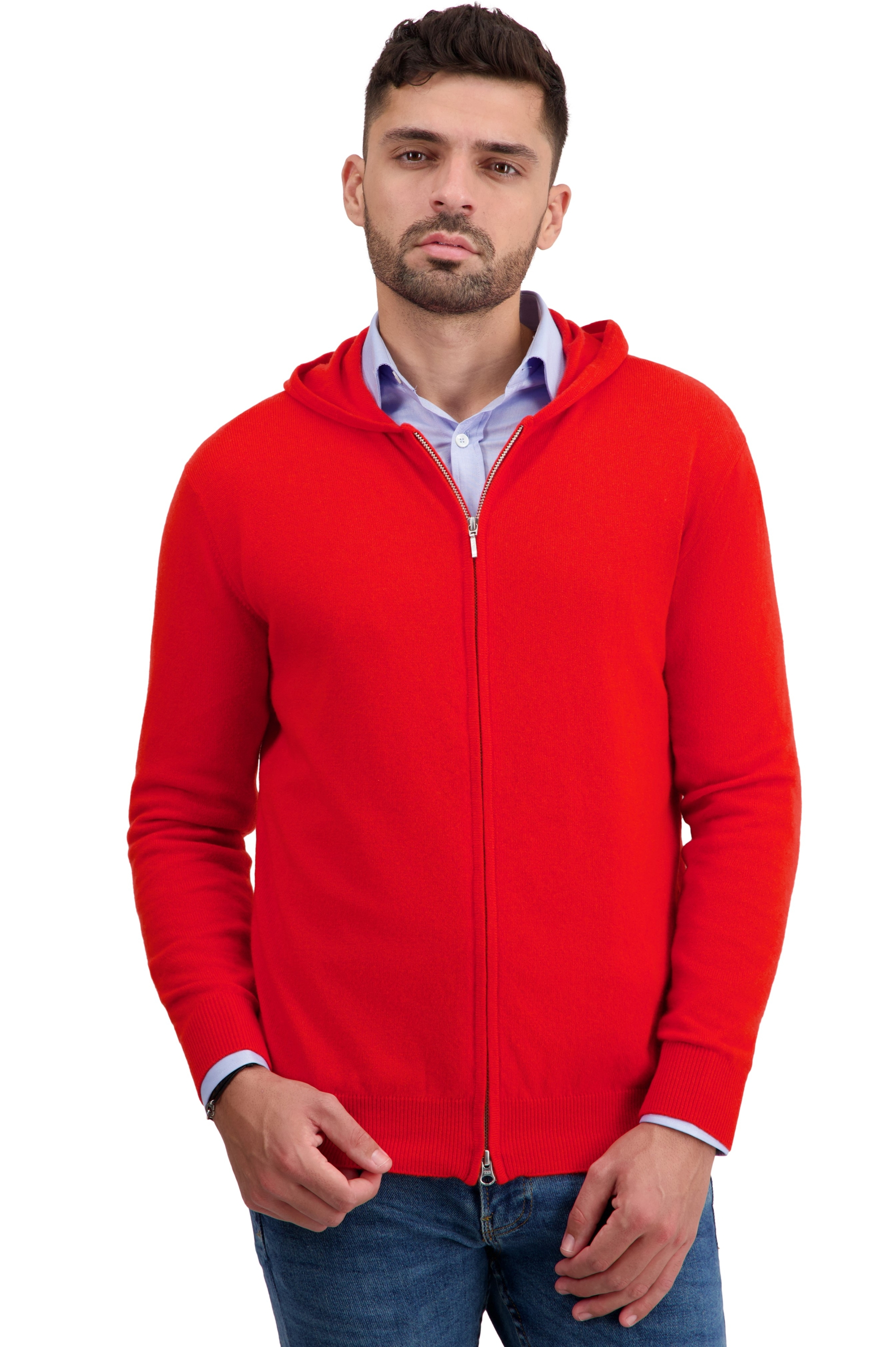 Cachemire pull homme zip capuche taboo first tomato m