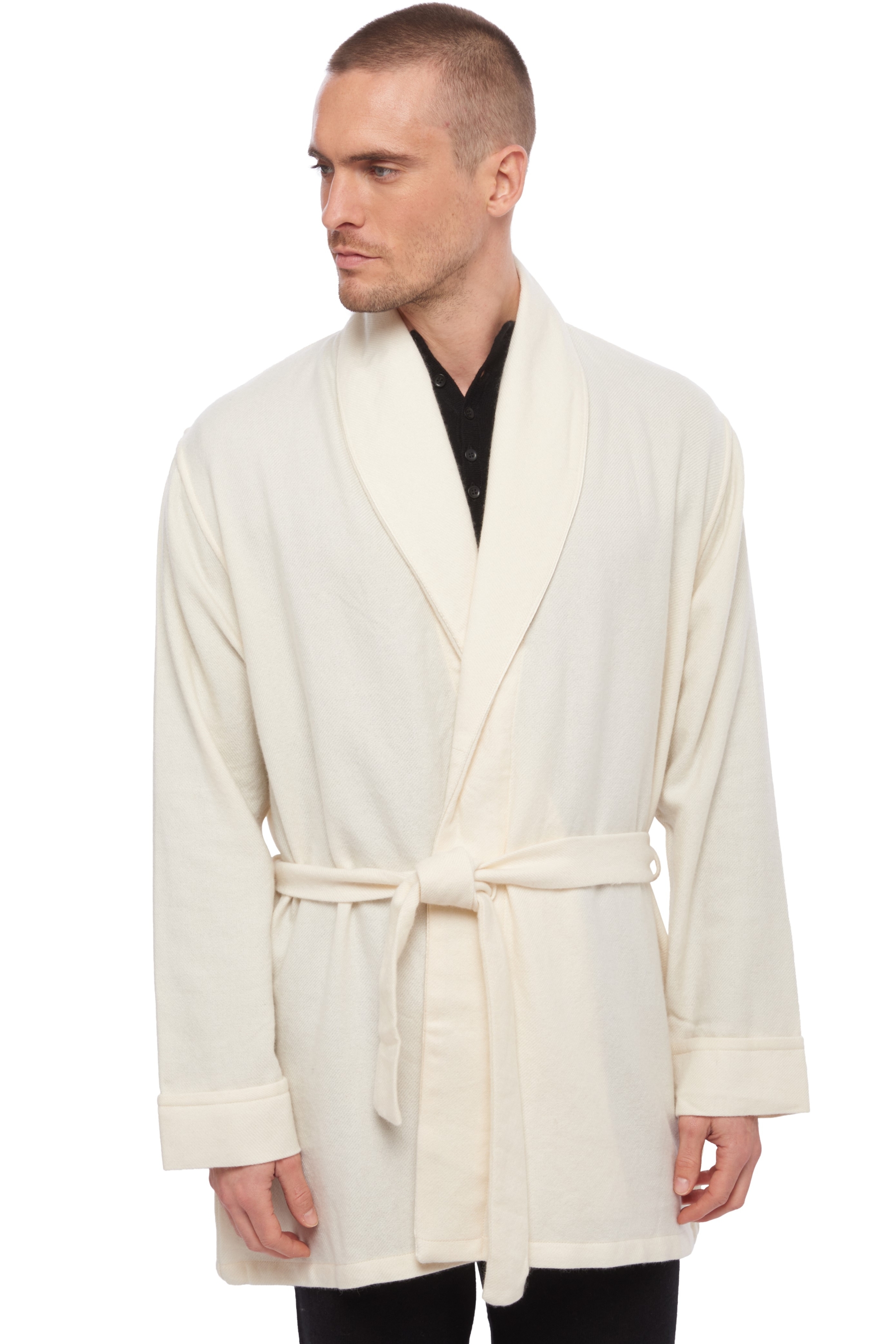 Cachemire robe chambre homme mylord ecru t2