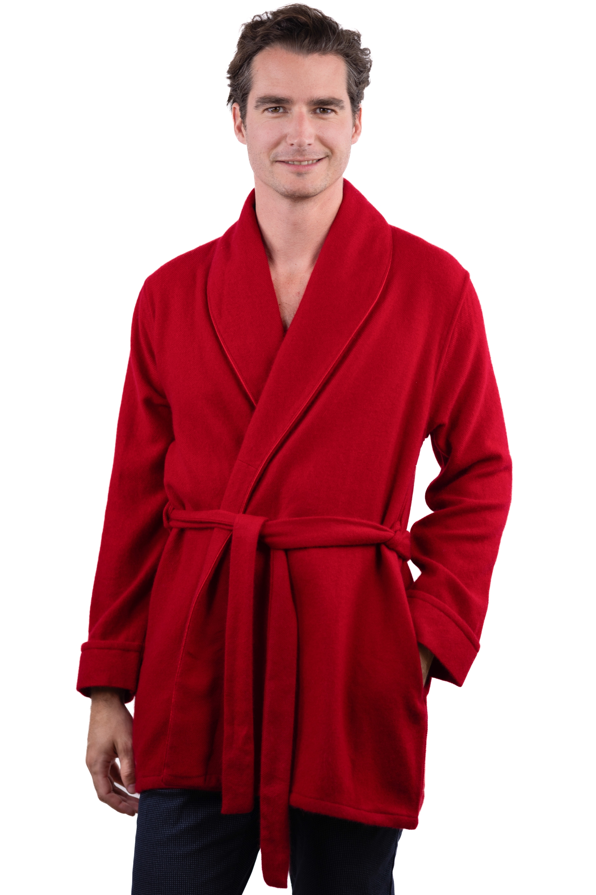 Cachemire robe chambre homme mylord rouge velours t1