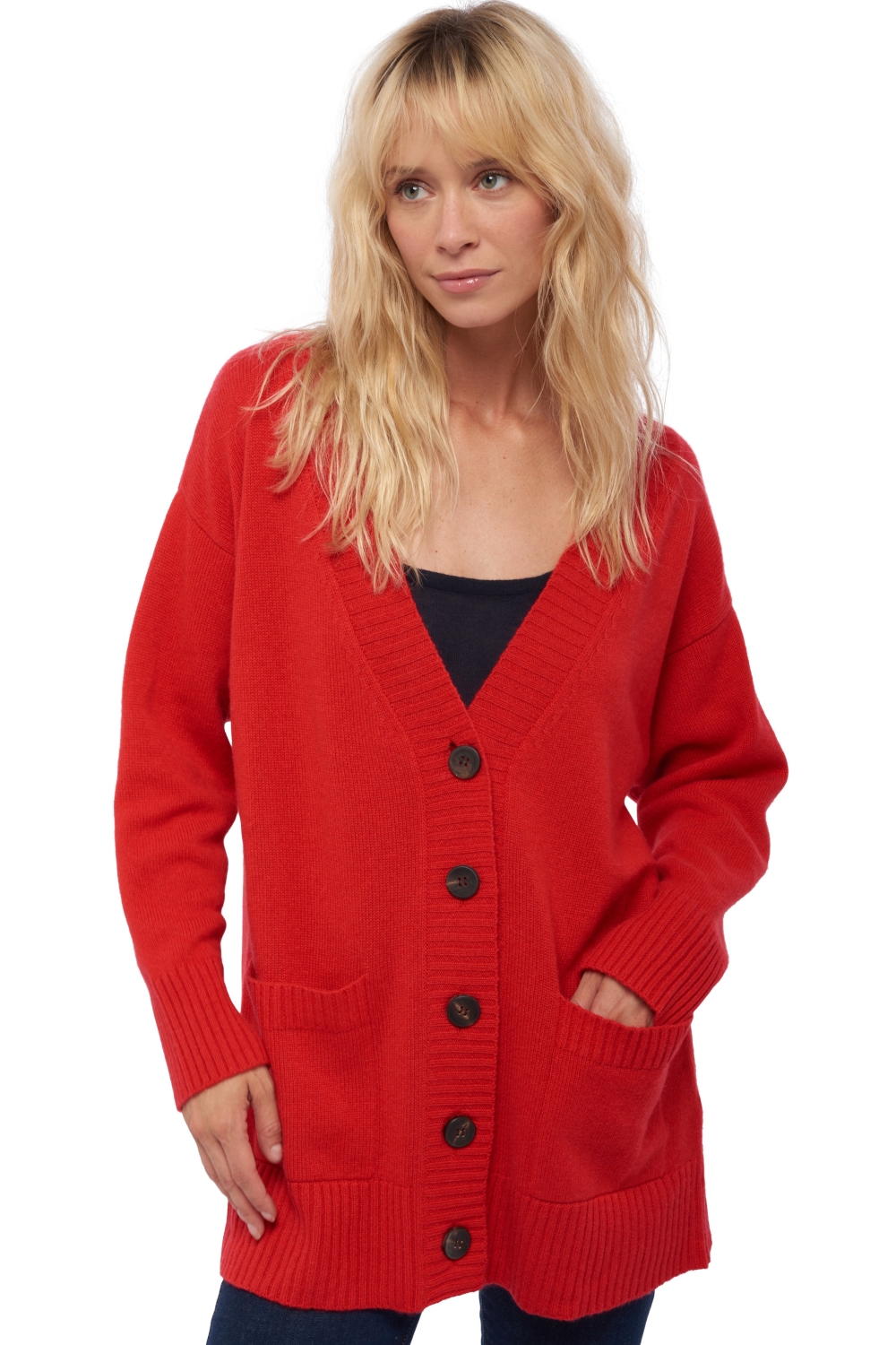 Cachemire robe manteau femme vadena rouge 2xl