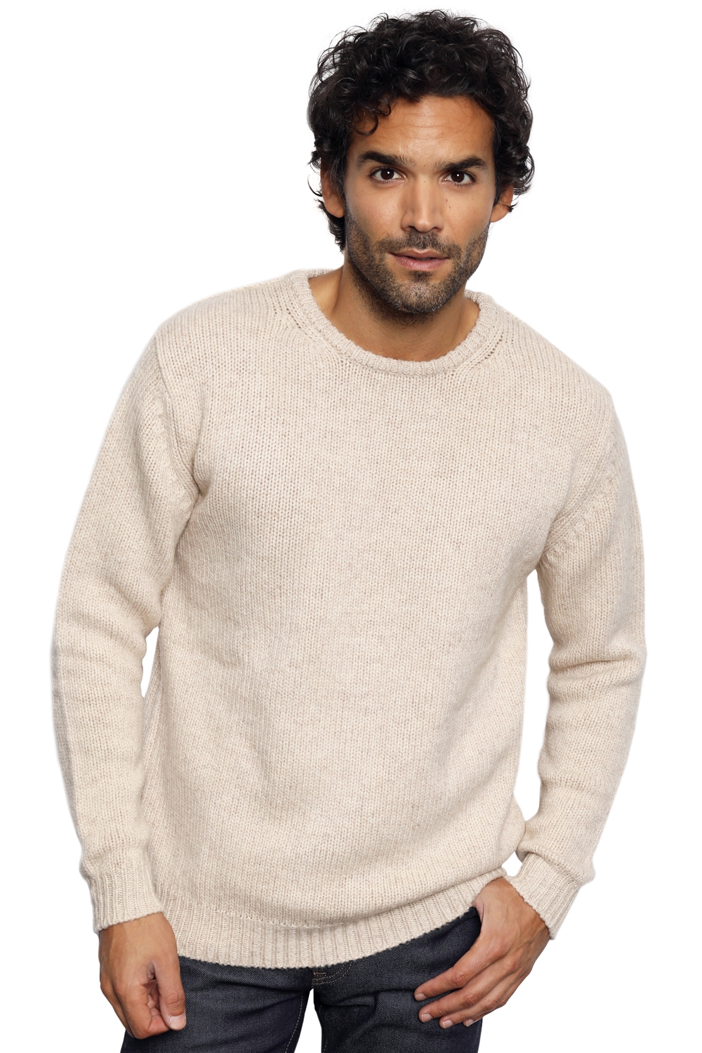 Chameau pull homme col rond cole nature 3xl