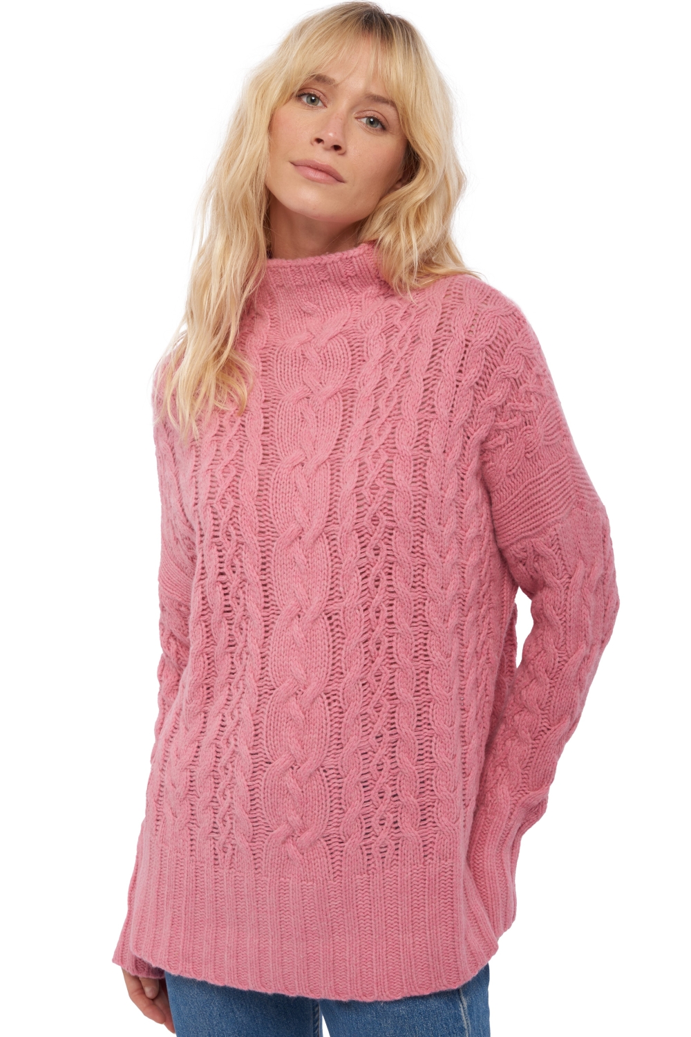 Yak pull femme col roule victoria pink m