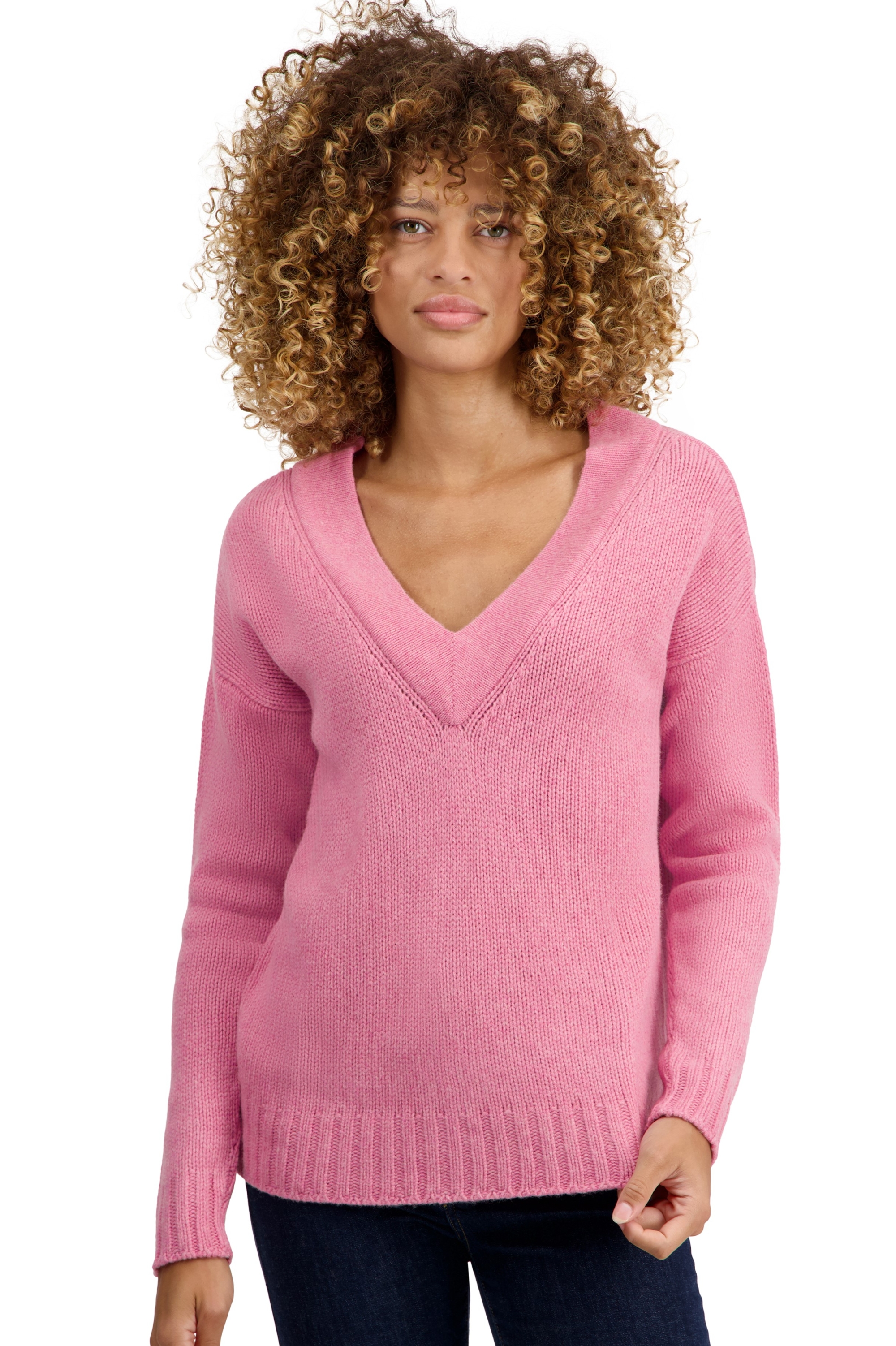 Yak pull femme col v zombie pink s